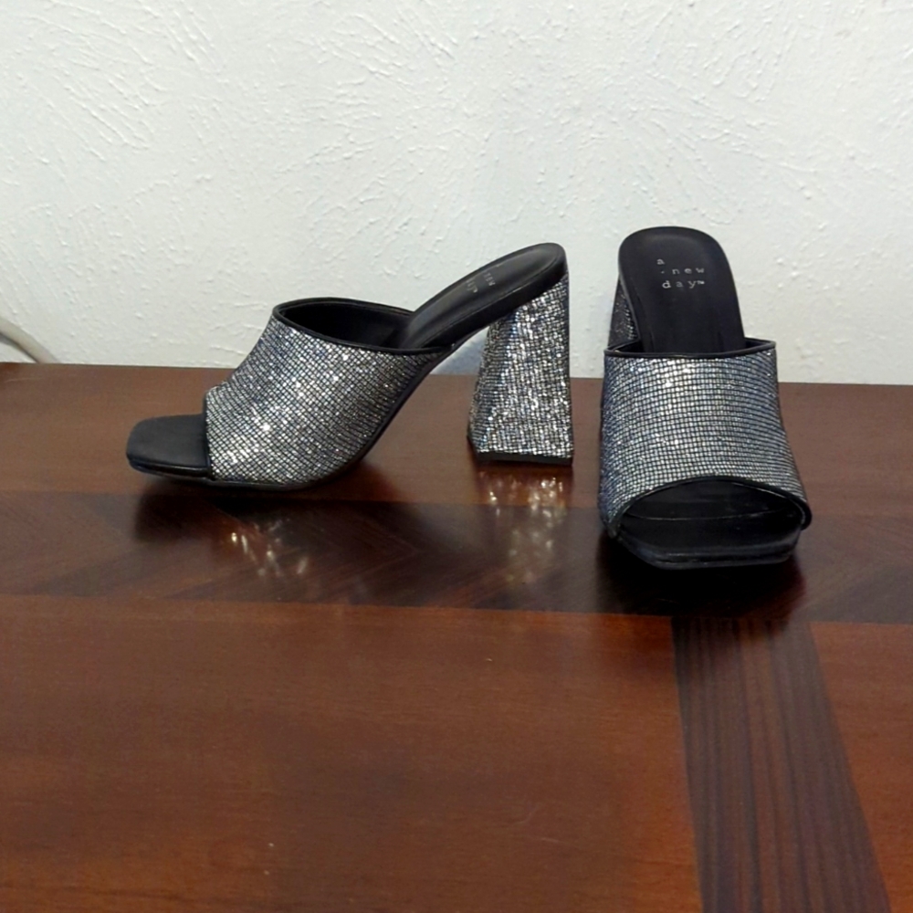 A New Day Silver Block Heels